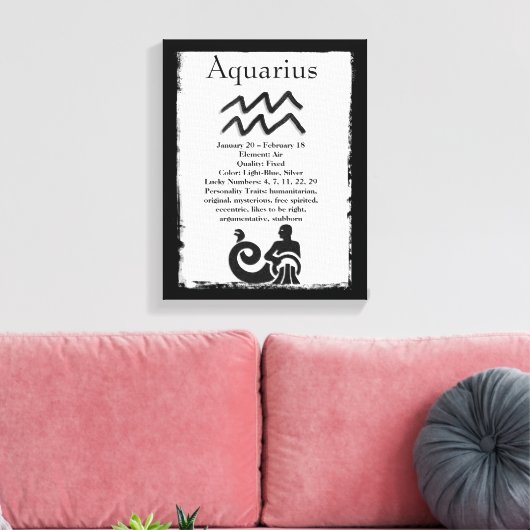Astrologyteken Aquarius Horoscope Zodiabol Canvas Afdruk (Insitu (Woonkamer))