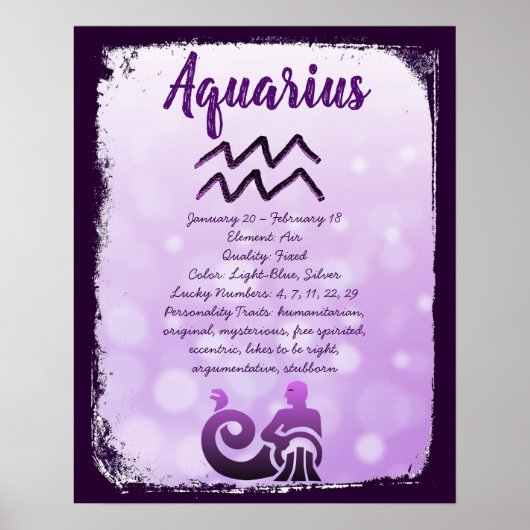 Astrologyteken Aquarius Horoscope Zodiabol Poster (Voorkant)