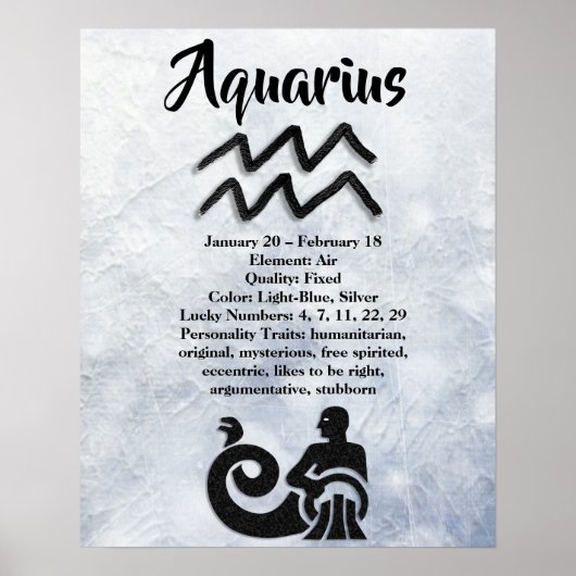 Astrologyteken Aquarius Horoscope Zodiabol Poster (Voorkant)
