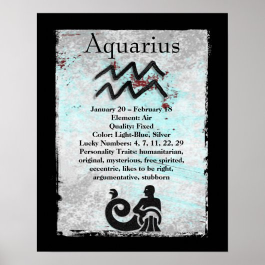 Astrologyteken Aquarius Horoscope Zodiabol Poster (Voorkant)