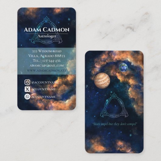 Astroloog kosmisch hemels kunstig Visitekaartje (Voorkant / Achterkant)