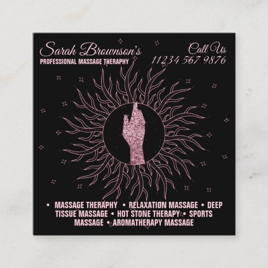 Astroloog Massage Therapie Healing Hand Ster Vierkante Visitekaartje (Voorkant)
