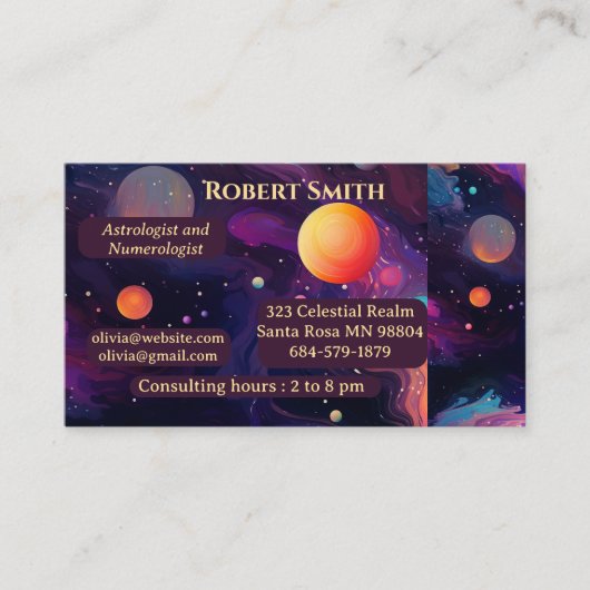 Astroloog Numeroloog Celestial Psychic Healer Visitekaartje (Voorkant)