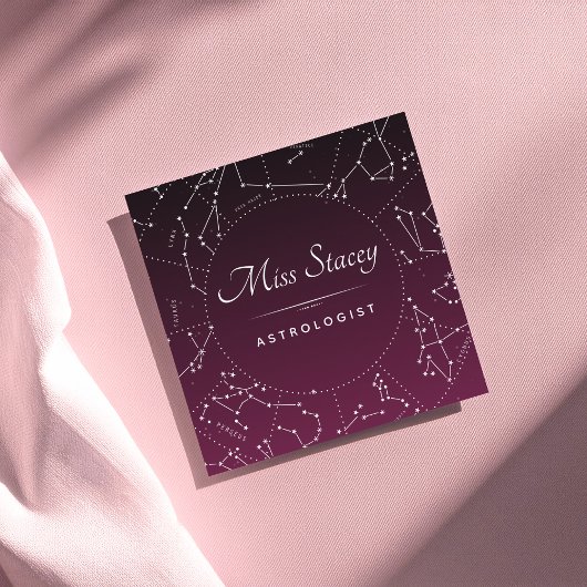 Astroloog Paars Ombre Constellation Star Energy Vierkante Visitekaartje