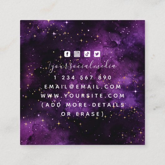 Astroloog Paarse kosmische constellatie Vierkante Visitekaartje (Achterkant)