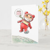 AstroMouse Verjaardag Kaart (Gele Bloem)