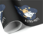 Astromutt Funny Dog Astronaut Pun Dark BG Cadeaupapier (Rol Hoek)