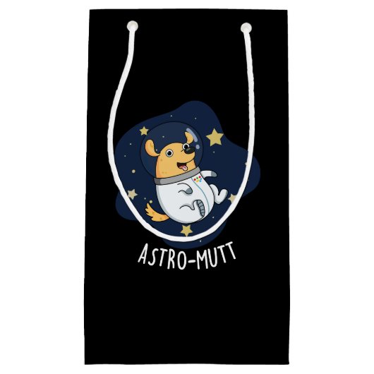 Astromutt Funny Dog Astronaut Pun Dark BG Klein Cadeauzakje (Voorkant)