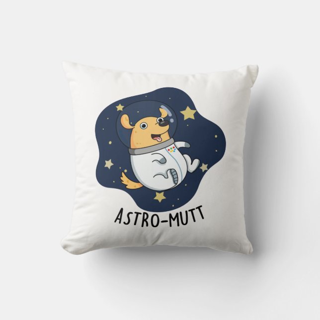 Astromutt Grappige Hond Astronaut Pun Kussen (Voorkant)