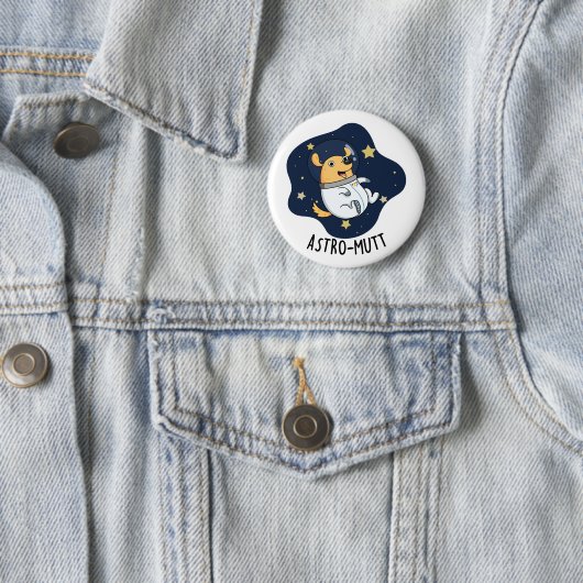 Astromutt Grappige Hond Astronaut Pun Ronde Button 5,7 Cm (In situ)