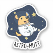 Astromutt Grappige Hond Astronaut Pun Sticker (Voorkant)
