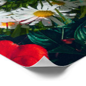 Astronaunt in Rode en Witte Bloemen Poster (Hoek)