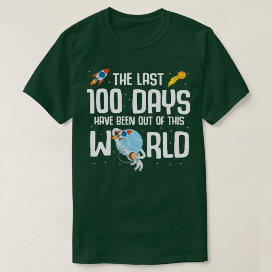 Astronaut 100 dagen van de raketschild van de scho t-shirt (Design voorkant)