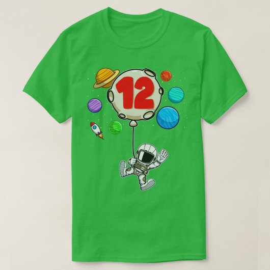 Astronaut 12 Jaar Oud Verjaardags Jongen Ruimtepar T-shirt (Design voorkant)