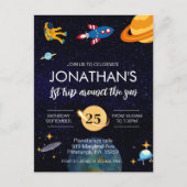 Astronaut 1e verjaardag ruimtefeest briefkaart (Voorkant)