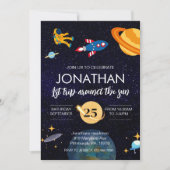 Astronaut 1e verjaardag ruimtefeest kaart (Voorkant)