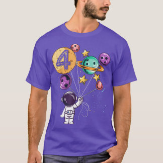 Astronaut 4th Birthday Boys Girls Space lover 4 ja T-shirt
