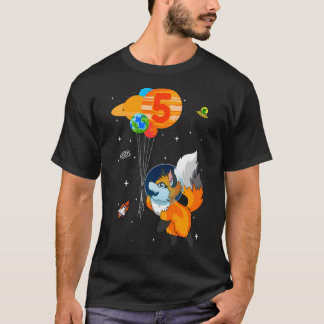 Astronaut 5e verjaardag Fox Astronaut kostuum T-shirt