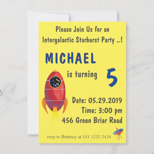 Astronaut 5th Birthday Kaart (Achterkant)