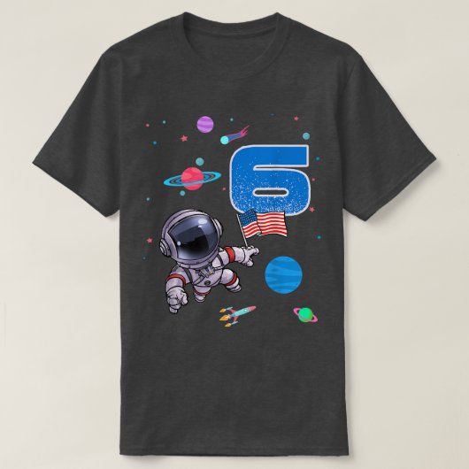 Astronaut 6th birthday 6 Years Old Birthday Boy Sp T-shirt (Design voorkant)