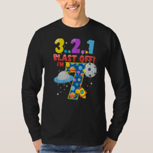 Astronaut 7e verjaardag 7 jaar oud 3 2 1 laatste d t-shirt