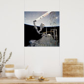 Astronaut aan boord van Space Shuttle Atlantis Poster (Keuken)
