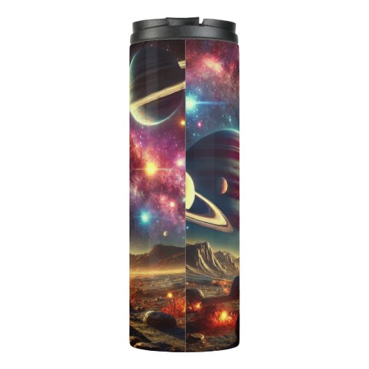 Astronaut aan de rand van de kosmos thermosbeker (Achterkant)