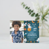 Astronaut Aangepaste foto ruimte planeten blauwe t Briefkaart (Staand voorkant)