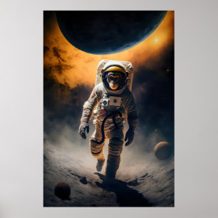 Astronaut Aap Kunstprint Grappig Dier in Poster
