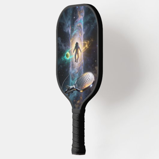 Astronaut Adrift Beneath the Cosmic Pickleball Sun Pickleball Paddle (Links)