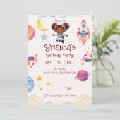 Astronaut Afro-Amerikaanse meisje Space Theme Kaart (Staand voorkant)