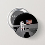 Astronaut Alan Shepard, Amerikaanse vlag op de ma Ronde Button 5,7 Cm (Voorkant /achterkant)