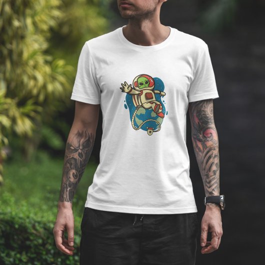 Astronaut Alien Cartoon Space T-shirt