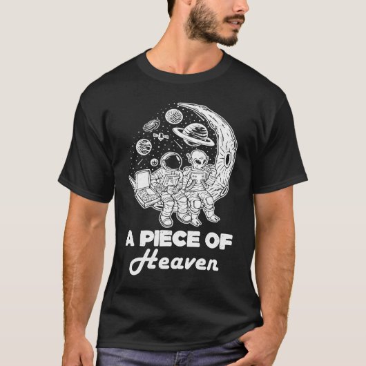 Astronaut Alien Eating Pizza On Moon Pizza Lover G T-shirt (Voorkant)