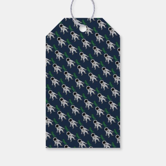 Astronaut & Alien, Outerspace Party Cadeaulabel (Achterkant)