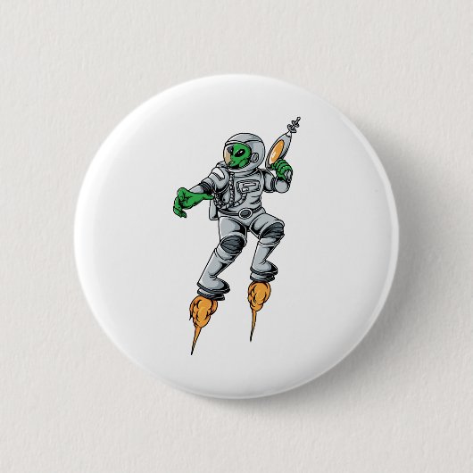 Astronaut Alien Sci-Fi Space Ufo Ronde Button 5,7 Cm (Voorkant)