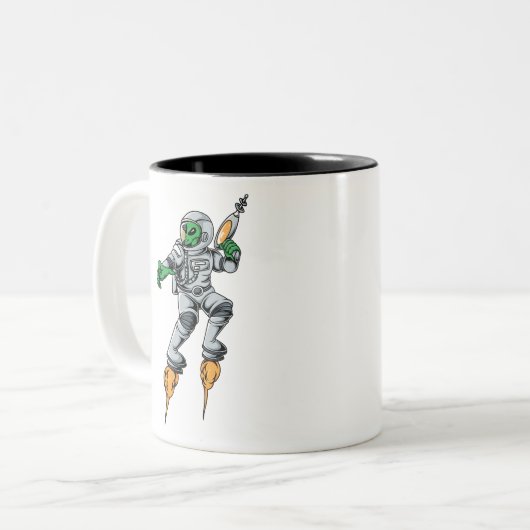 Astronaut Alien Sci-Fi Space Ufo Tweekleurige Koffiemok (Voorkant links)