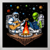Astronaut Alien Space Camping Poster (Voorkant)