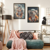 Astronaut Alpaca in de ruimte Surreal dier Poster