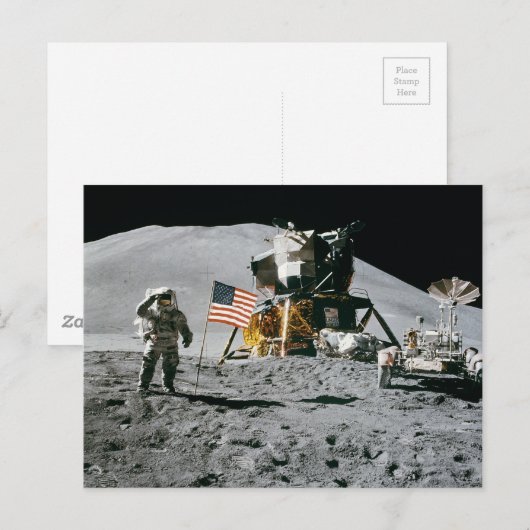 Astronaut and American Flag Apollo Moon Mission Briefkaart (Voorkant / Achterkant)