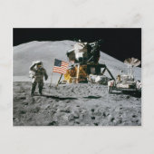 Astronaut and American Flag Apollo Moon Mission Briefkaart (Voorkant)