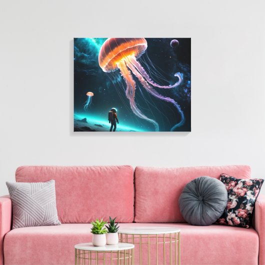 Astronaut and Cosmic Jellyfish Canvas Afdruk (Insitu (Woonkamer))