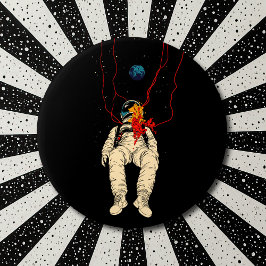 Astronaut and Earth Space Ronde Button 7,6 Cm