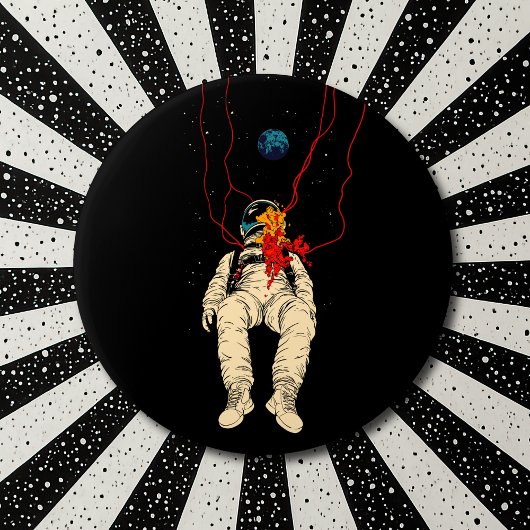 Astronaut and Earth Space Ronde Button 7,6 Cm