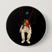 Astronaut and Earth Space Ronde Button 7,6 Cm (Voorkant)