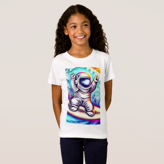 ASTRONAUT AND HIS COSMIC SURFING ADVENTURE T-SHIRT (Voorkant volledig)