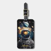 Astronaut and Planets Cosmic Illustration Bagagelabel (Voorkant verticaal)