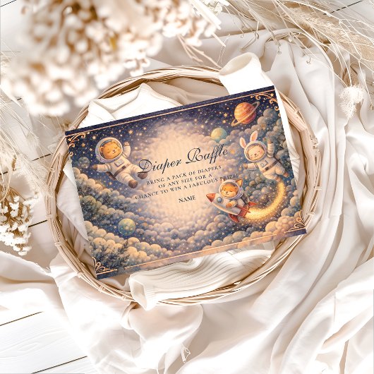 Astronaut Animals Space Diapper Raffle Informatiekaartje