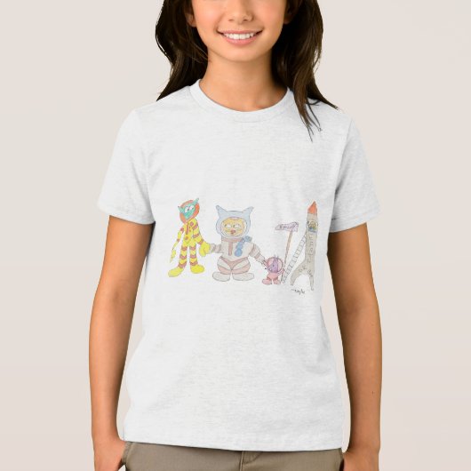 Astronaut Animals Tri-Blend Shirt (Voorkant)