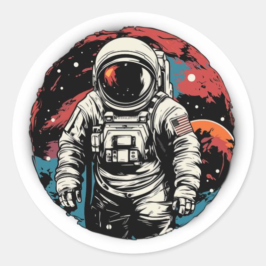 Astronaut ArtColor 03 Ronde Sticker (Voorkant)